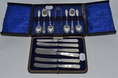 Lot 258 - Two cased sets of silver cutlery