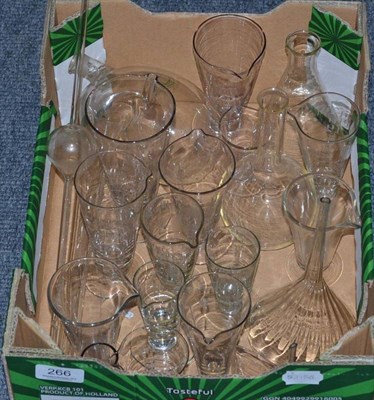 Lot 266 - A collection of Georgian/Victorian graduated measuring glasses, scientific glassware including...