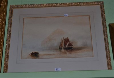 Lot 271 - Joseph Newington Carter (1835-1871) 'The Bass Rock', watercolour, signed and dated '67