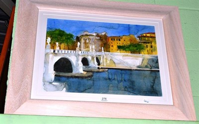 Lot 276 - Susan Brown 'San Angelo Bridge, Rome', watercolour