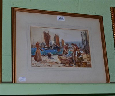 Lot 280 - Frank Mason watercolour, 'Fisherfolk'