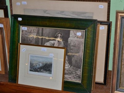 Lot 290 - Seven framed prints depicting landscapes and dogs