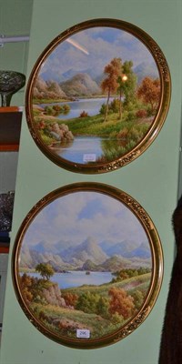 Lot 296 - Pair of circular watercolours depicting the Lake District by Charles Bool