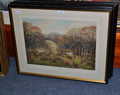 Lot 298 - Set of four hunting prints, The Cottesmore Hunt, after G D Giles