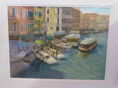 Lot 352 - David Allen RSMA (b.1945) ";Grand Canal from The Rialto Bridge"; Signed, pastel, 45cm by 60cm...