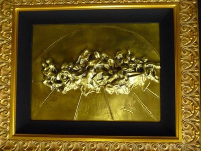 Lot 374 - After Salvador Dali (1904-1989) ";The Last Supper"; Facsimile engraved signature, bronze bas relief