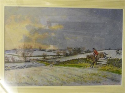 Lot 384 - Robin Furness (b.1933) ";Hunting in the Snow, Bedale above Barden"; Signed, titled and dated...