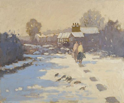 Lot 386 - William Norman Gaunt FIAL, NDD (1918-2001) ";A Country Path in Winter"; Signed, oil on board,...