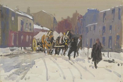 Lot 388 - William Norman Gaunt FIAL, NDD (1918-2001) ";Appleby Gypsies in Snow"; Signed, inscribed verso,...