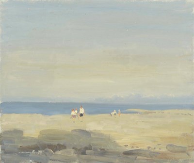 Lot 389 - William Norman Gaunt FIAL, NDD (1918-2001) The Beach Signed, oil on board, 38cm by 46cm, unframed