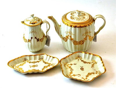 Lot 71 - A First Period Worcester Porcelain Part Tea Service, circa 1770, gilt in the manner of James...