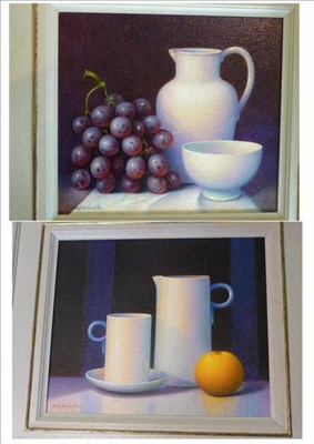 Lot 401 - Trisha Hardwick (b.1949) ";Dessert Grapes"; ";Toujiki"; Signed, both inscribed with labels...