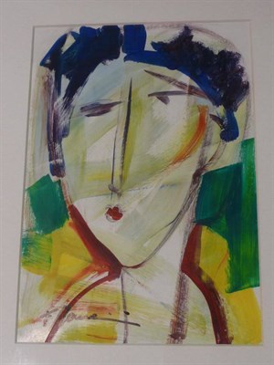 Lot 425 - Francesco Mancini (20th/21st Century) Abstract Portrait Signed, acrylic on paper, 24.5cm by 17cm