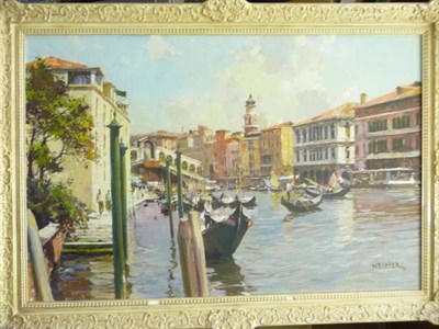 Lot 433 - ...Neippere (20th/21st Century) The Rialto Bridge, Venice Signed, oil on canvas, 59cm by 89.5cm