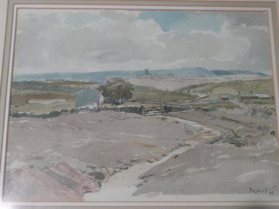 Lot 435 - Joseph Pighills (1902-1984) ";Oxenhope"; Signed and dated (19)43, watercolour, 22.5cm by 30.5cm