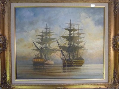 Lot 449 - Michael Whitehand (b.1941)  'HMS Foudroyant, Admiral Lord Nelson's flagship and HMS Lion off...