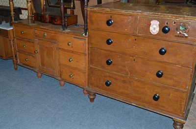 Lot 461 - A Victorian pine dresser base and a four height chest of drawers