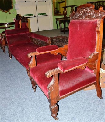 Lot 508 - A Victorian nine piece carved mahogany salon suite