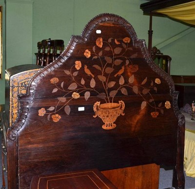 Lot 519 - Inlaid and carved rosewood bedstead