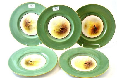 Lot 83 - A Set of Five Royal Worcester Porcelain Plates, early 20th century, painted by James Stinton...