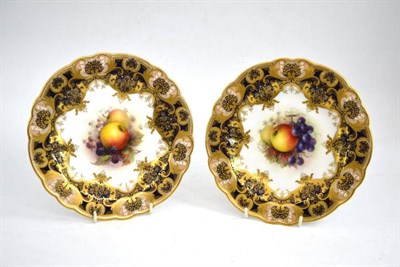 Lot 87 - A Pair of Royal Worcester Porcelain Dessert Plates, 1910, painted by Richard Sebright, matching the