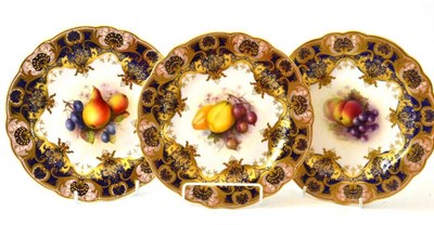 Lot 88 - A Set of Three Royal Worcester Porcelain Plates, 1909, 1911 and 1931, painted by Richard...