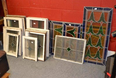 Lot 601 - A large quantity of stained glass panels