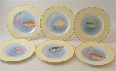 Lot 95 - A Set of Twelve Royal Worcester Porcelain Ichthyological Plates, 1931-1934, painted by Harry...