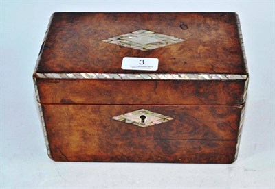 Lot 3 - A Victorian walnut tea caddy with mother of pearl decoration
