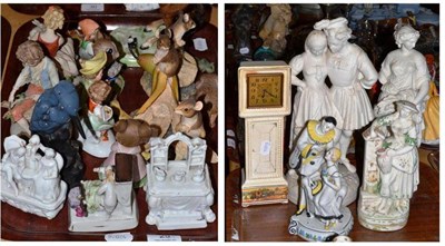 Lot 29 - Two trays of porcelain and resin figures including Beswick huntsman on rearing horse, Border...