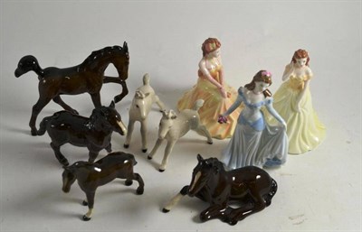 Lot 34 - Quantity of Beswick horse figures and Coalport china figures