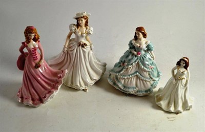 Lot 38 - Three Worcester china figures and a Coalport china figure