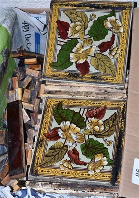 Lot 86 - A quantity of Victorian floral decorated tiles