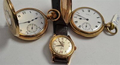 Lot 89 - A plated wristwatch signed Roamer and two plated pocket watches