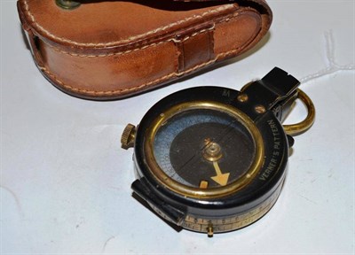 Lot 90 - A Verniers pattern military compass in stitched leather case