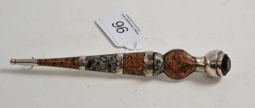 Lot 96 - Scottish kilt pin set with Scottish hardstones