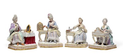 Lot 106 - A Set of Four Meissen Porcelain Figures of The Senses, late 19th century, after the model by J...