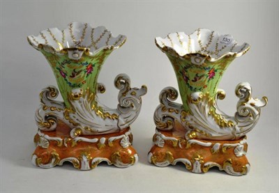 Lot 130 - A pair of Continental cornucopia vases