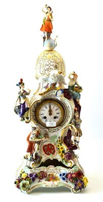 Lot 110 - A Carl Thieme, Potschappel Porcelain Cased Mantel Clock and Stand, late 19th century, the...