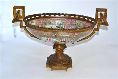 Lot 155 - A Cantonese famille rose bowl with gilt metal mounts