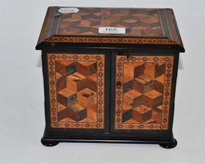 Lot 165 - A 19th century Tunbridgeware and parquetry small cabinet