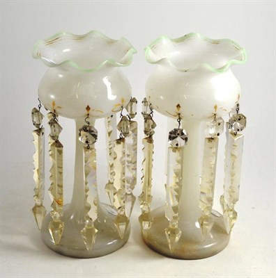 Lot 166 - Pair of opaque glass lustres