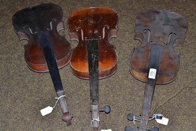 Lot 170 - Three distressed German violins