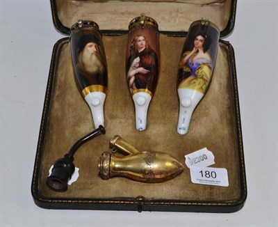 Lot 180 - A Continental pipe with three ceramic interchangeable bowls