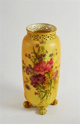 Lot 193 - A Royal Worcester porcelain blush ivory vase with pierced rim