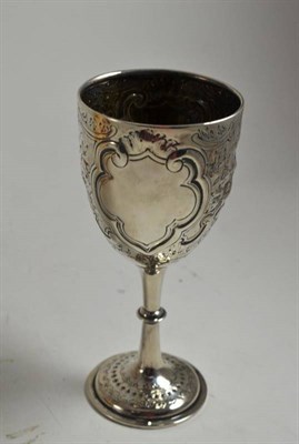 Lot 196 - A Victorian silver goblet, probably Birmingham 1873, with allover repousse decoration