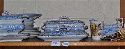 Lot 197 - A Wallis Gimson & Co blue and white pottery part dinner service and other pieces of ceramics