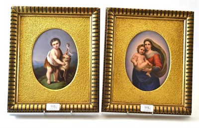 Lot 115 - A Pair of Continental Porcelain Plaques, late 19th century, painted after Murillo with the...