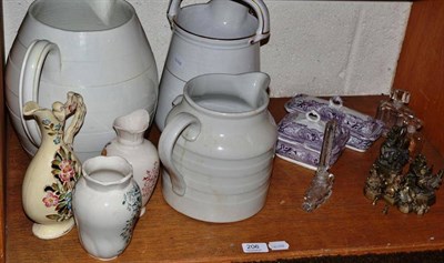 Lot 206 - Chinese weights, three jugs etc