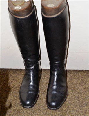 Lot 208 - A pair of leather riding boots and boot trees by Maxwell, London